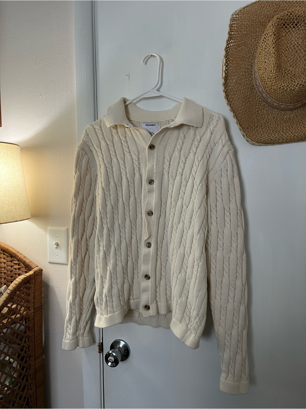 Old Navy Cream Cable Knit Button-Up Cardigan